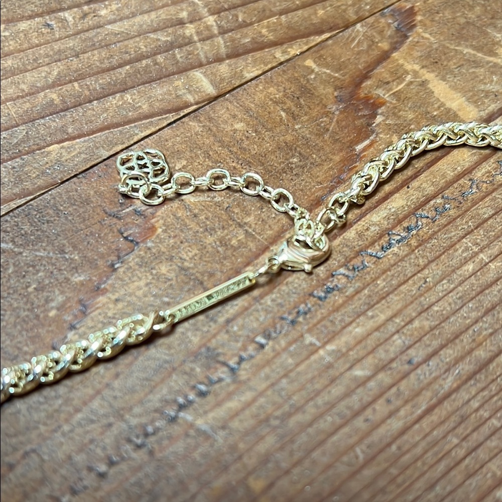 Kendra Scott Jayce Long Rock Crystal Clear Gold Pendant Necklace Chain - Picture 5 of 5